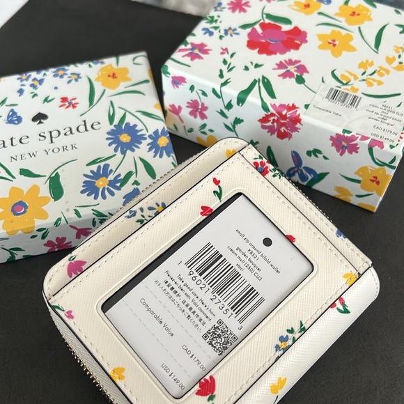 Kate Spade zip around wallet, crème multi brand new with tags and original box - Picture 8 of 10
